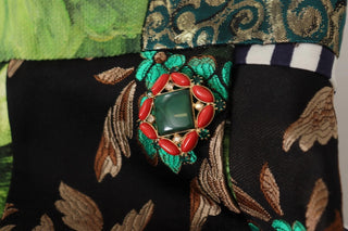 Mehrfarbiger A-Linien-Rock aus Polyester mit Patchwork-Muster