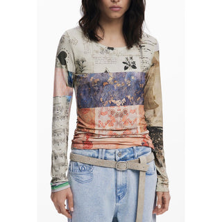 Beiges Viskose-Damen-T-Shirt