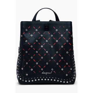 Nero Polyurethan Damen Mini-Rucksack