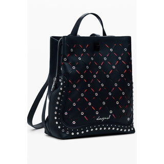 Nero Polyurethan Damen Mini-Rucksack