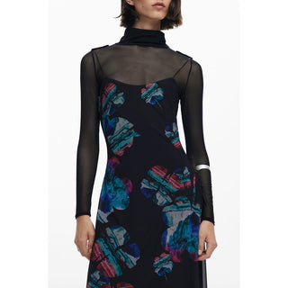 Vestido negro de poliéster para mujer