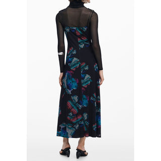 Vestido negro de poliéster para mujer