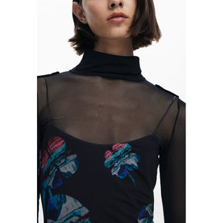 Vestido negro de poliéster para mujer