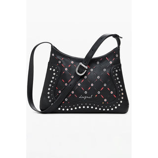Black Polyurethane Women's Shoulder Bag