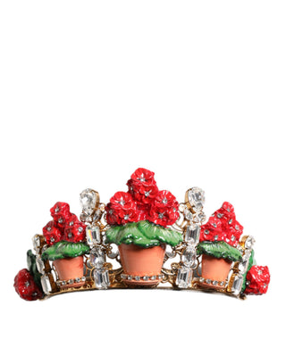 Roter Blumentopf Kristall Gold Krone Tiara Haarband