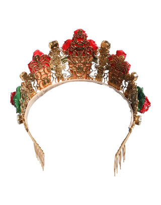 Roter Blumentopf Kristall Gold Krone Tiara Haarband