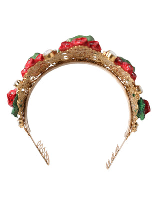 Roter Blumentopf Kristall Gold Krone Tiara Haarband