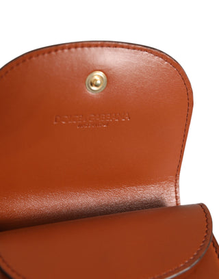 Brown Leopard Print Calf Leather Small Coin Purse Wallet