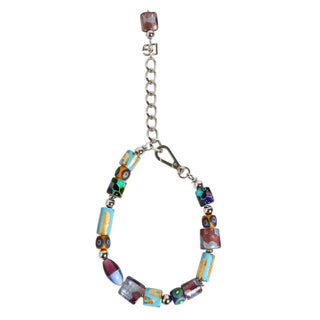 Collar de latón y zamak con cuentas de vidrio Murano multicolor