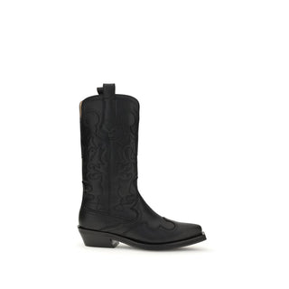 Schwarze Schnürstiefel aus recyceltem Leder