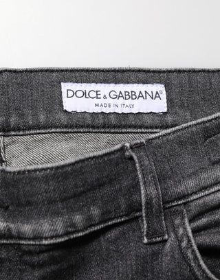 Black Gray Wash Slim Fit Straight Leg Denim Jeans