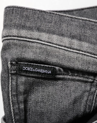 Black Gray Wash Slim Fit Straight Leg Denim Jeans