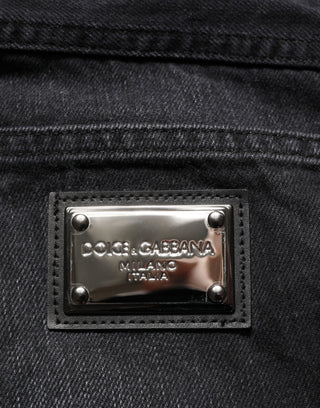Black Washed Cotton Skinny Men Denim Jeans