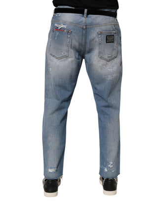 Blaue Used-Look Destroyed Jeans