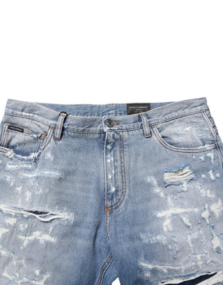Blaue Used-Look Destroyed Jeans