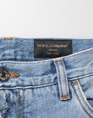 Blaue Used-Look Destroyed Jeans
