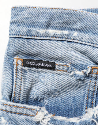 Blaue Used-Look Destroyed Jeans