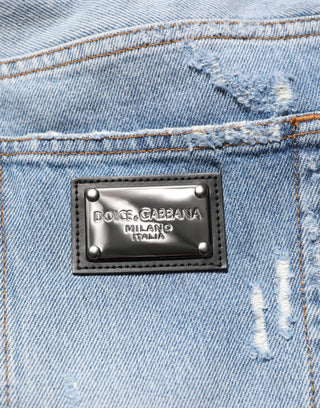 Blaue Used-Look Destroyed Jeans
