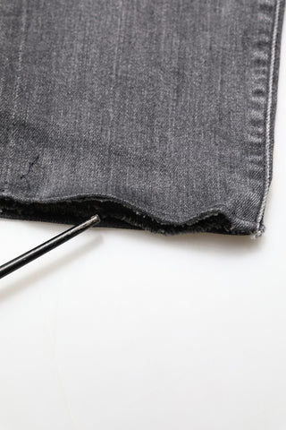 Grey Cotton Denim Slim Fit Distressed Pants Jeans