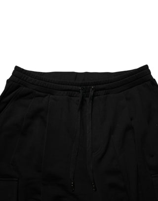 Schwarze Cargo-Jogginghose aus Baumwollmischung mit Kordelzug