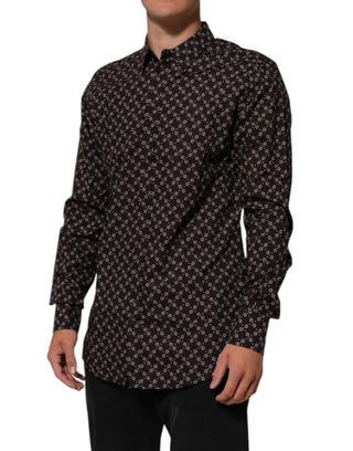 BrownFloral Collared GOLD Formal Dress Shirt