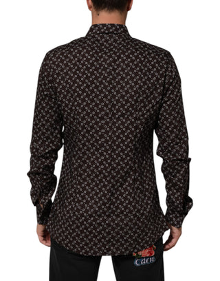 BrownFloral Collared GOLD Formal Dress Shirt