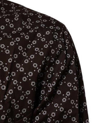 BrownFloral Collared GOLD Formal Dress Shirt