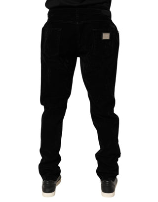 Schwarze Baumwoll-Slim-Fit-Denim-Hosenjeans