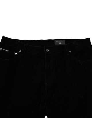 Schwarze Baumwoll-Slim-Fit-Denim-Hosenjeans