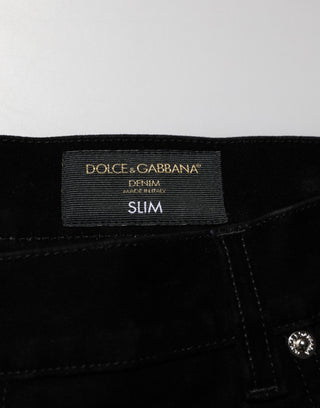 Schwarze Baumwoll-Slim-Fit-Denim-Hosenjeans