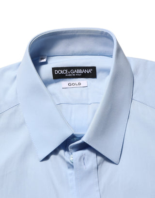 Light Blue Cotton GOLD Formal Men Dress Shirt