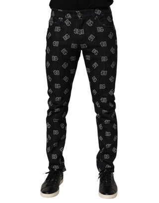 Black DG Monogram Cotton Skinny Denim Jeans