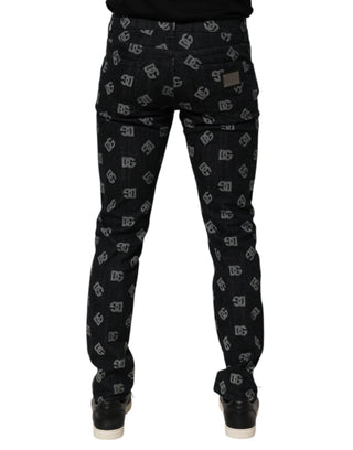 Schwarze DG-Monogramm-Skinny-Jeans aus Baumwolle