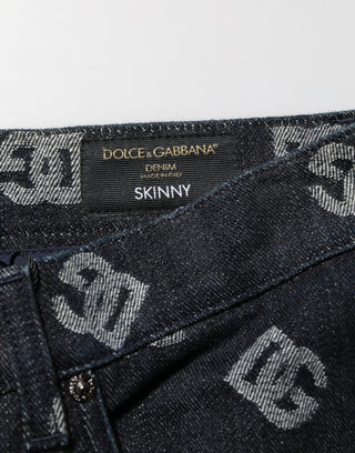 Schwarze DG-Monogramm-Skinny-Jeans aus Baumwolle