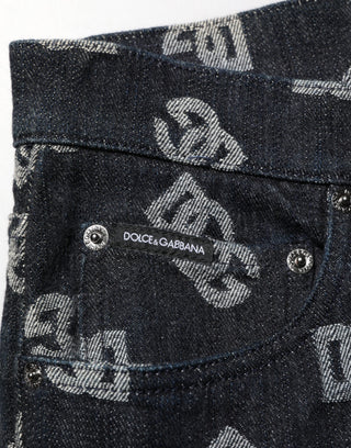 Schwarze DG-Monogramm-Skinny-Jeans aus Baumwolle