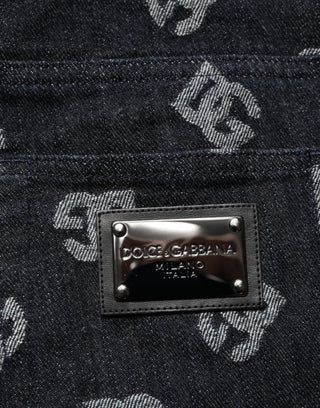 Schwarze DG-Monogramm-Skinny-Jeans aus Baumwolle