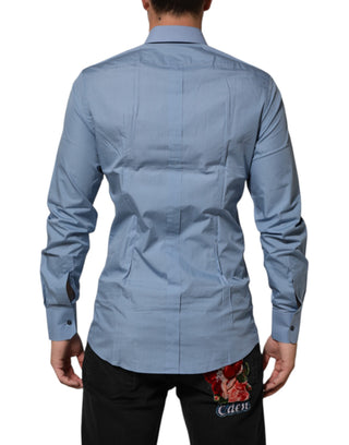 Blue Cotton Collared GOLD Formal Dress  Shirt