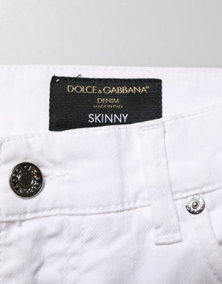 White Ripped Cotton Skinny Men Denim Jeans