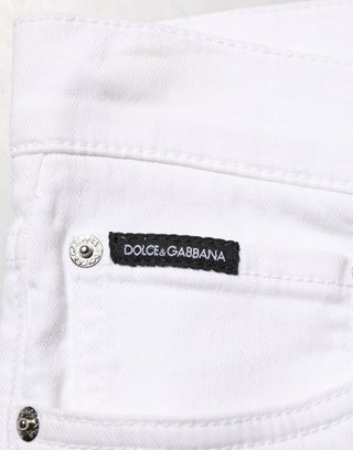 White Ripped Cotton Skinny Men Denim Jeans