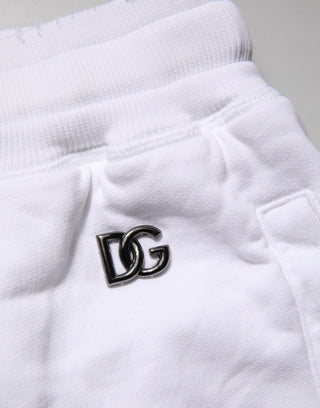 Weiße zerrissene lässige Bermudashorts mit mittlerer Bundhöhe