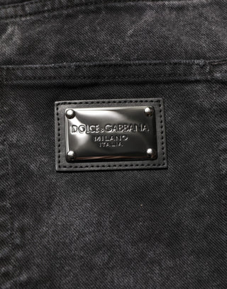 Schwarze Baumwoll-Denim-Bermuda-Short für Herren mit mittlerer Bundhöhe