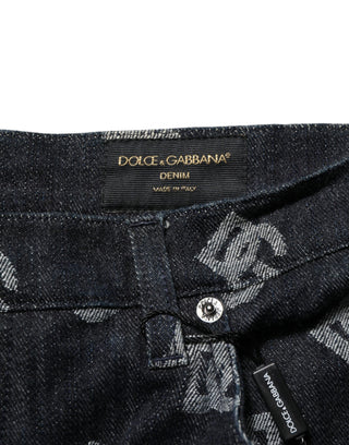 Black Monogram Denim Cargo Men Bermuda Short