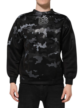 Schwarzes Camouflage-Sweatshirt mit Rundhalsausschnitt