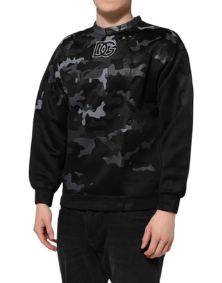Schwarzes Camouflage-Sweatshirt mit Rundhalsausschnitt