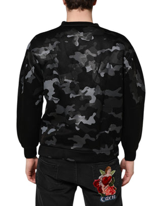 Schwarzes Camouflage-Sweatshirt mit Rundhalsausschnitt