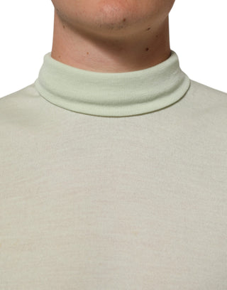 Hellgrüner Logo-Rollkragenpullover