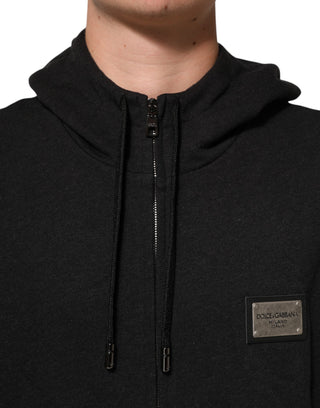 Schwarzer Logo FullZip Kapuzenpullover