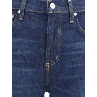 Blue Cotton Flared Jeans