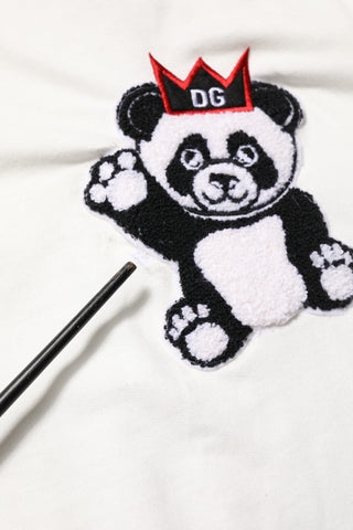Off White Baumwolle Panda Kapuzenpullover