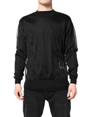 Sudadera con cuello redondo de poliéster con logo negro  